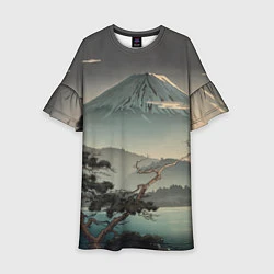 Платье клеш для девочки Великий вулкан Фудзияма, цвет: 3D-принт