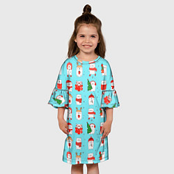 Платье клеш для девочки New Years bears, цвет: 3D-принт — фото 2