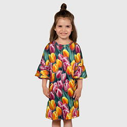 Платье клеш для девочки Роскошные тюльпаны, цвет: 3D-принт — фото 2