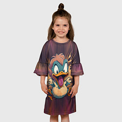 Платье клеш для девочки Счастливая маленькая уточка, цвет: 3D-принт — фото 2