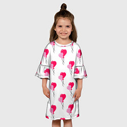 Платье клеш для девочки Шарики-сердечки на День Влюбленных, цвет: 3D-принт — фото 2