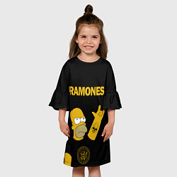 Платье клеш для девочки Ramones Гомер Симпсон рокер, цвет: 3D-принт — фото 2