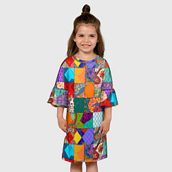 Платье клеш для девочки Разноцветные лоскуты, цвет: 3D-принт — фото 2