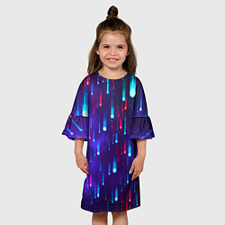 Платье клеш для девочки Neon rain, цвет: 3D-принт — фото 2