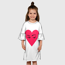 Платье клеш для девочки Красное сердце - любовь с глазами, цвет: 3D-принт — фото 2