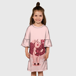 Платье клеш для девочки Поросенок с подарком, цвет: 3D-принт — фото 2