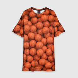 Платье клеш для девочки Баскетбольные мячи, цвет: 3D-принт