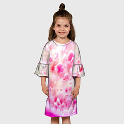 Платье клеш для девочки Розовое множество красок и пузырей, цвет: 3D-принт — фото 2