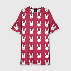 Платье клеш для девочки Bunny Pattern red, цвет: 3D-принт