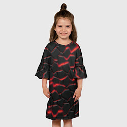 Платье клеш для девочки Красный неон и плиты, цвет: 3D-принт — фото 2