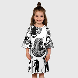 Платье клеш для девочки Египетские знаки, цвет: 3D-принт — фото 2