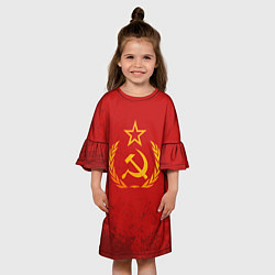 Платье клеш для девочки СССР серп и молот, цвет: 3D-принт — фото 2