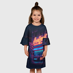 Платье клеш для девочки Неоновые вывески, цвет: 3D-принт — фото 2