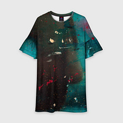 Детское платье Абстрактные тьма, светло-синий туман и мазки красо