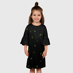 Платье клеш для девочки Четырехлистный клевер на черном фоне, цвет: 3D-принт — фото 2
