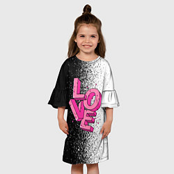 Платье клеш для девочки Love - розовый, цвет: 3D-принт — фото 2