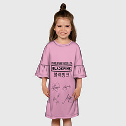 Платье клеш для девочки Blackpink лого и подписи, цвет: 3D-принт — фото 2