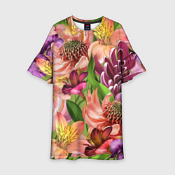 Платье клеш для девочки Райские цветы, цвет: 3D-принт