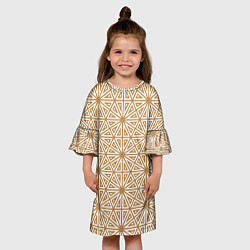 Платье клеш для девочки Абстрактный лучевой золотистый паттерн, цвет: 3D-принт — фото 2