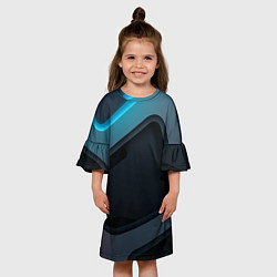 Платье клеш для девочки Абстракция металл, цвет: 3D-принт — фото 2