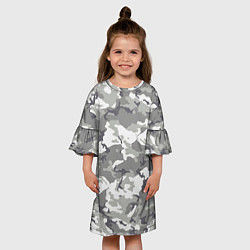 Платье клеш для девочки Снежный камуфляж, цвет: 3D-принт — фото 2