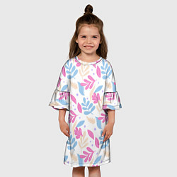 Платье клеш для девочки Принт из листьев, цвет: 3D-принт — фото 2