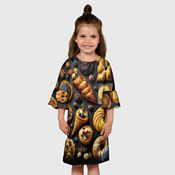 Платье клеш для девочки Сладкая пышная выпечка, цвет: 3D-принт — фото 2