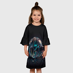 Платье клеш для девочки Камень кристалл во тьме, цвет: 3D-принт — фото 2