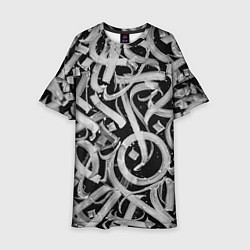 Детское платье Черно-белая каллиграфия