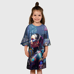Платье клеш для девочки Cyberpunk - brave girl - neural network, цвет: 3D-принт — фото 2