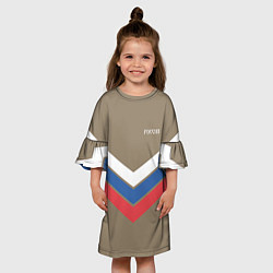 Платье клеш для девочки Триколор - три полосы на песочном, цвет: 3D-принт — фото 2