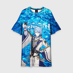 Платье клеш для девочки Аято на фоне воды, цвет: 3D-принт