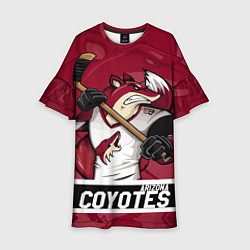 Платье клеш для девочки Arizona Coyotes маскот, цвет: 3D-принт