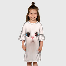 Платье клеш для девочки Милый кот с большими глазами, цвет: 3D-принт — фото 2