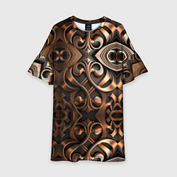 Платье клеш для девочки Золотой узор - паттерн, цвет: 3D-принт