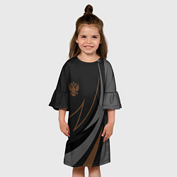 Платье клеш для девочки Россия герб, цвет: 3D-принт — фото 2