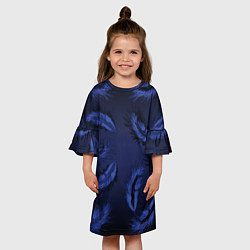 Платье клеш для девочки Пёрышки, цвет: 3D-принт — фото 2