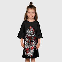Платье клеш для девочки Irezumi самурай, цвет: 3D-принт — фото 2