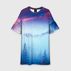 Платье клеш для девочки Horizon landscape, цвет: 3D-принт