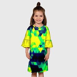 Платье клеш для девочки Yellow green texture, цвет: 3D-принт — фото 2