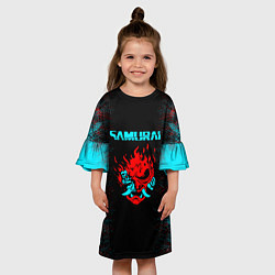 Платье клеш для девочки Сyberpunk 2077 samurai neon, цвет: 3D-принт — фото 2