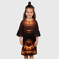 Платье клеш для девочки Оранжевые фонари в полной темноте, цвет: 3D-принт — фото 2