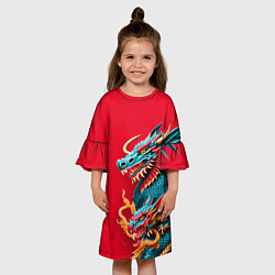Платье клеш для девочки Japanese dragon - irezumi, цвет: 3D-принт — фото 2