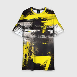 Платье клеш для девочки Черно-желтая абстракция, нейросеть, цвет: 3D-принт