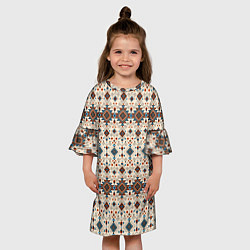 Платье клеш для девочки Узорчатые квадраты, цвет: 3D-принт — фото 2
