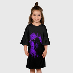 Платье клеш для девочки Dark purple raven, цвет: 3D-принт — фото 2