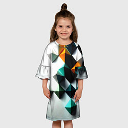 Платье клеш для девочки Кубики текстура, цвет: 3D-принт — фото 2