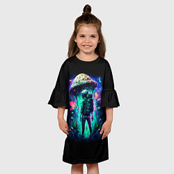 Платье клеш для девочки Подводный мир и человек с рюкзаком, цвет: 3D-принт — фото 2