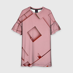 Платье клеш для девочки Розовые абстрактные перемешанные фигуры, цвет: 3D-принт