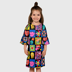 Платье клеш для девочки Funny cartoon characters, цвет: 3D-принт — фото 2
